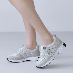 에스유니 발편한 통굽 키높이 펀칭 밴딩끈 여름 여성 스니커즈 운동화 7cm