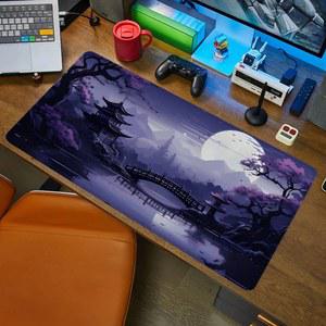 온열마우스패드 보라색 풍경 마우스 패드 컴퓨터 게이머 데스크 XXL 확장 사무실 노트북 액세서리 키보드 보호대 매트 900x400