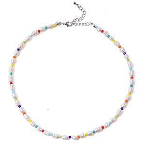 nsg5221 천연 담수진주 칼라 비드 목걸이