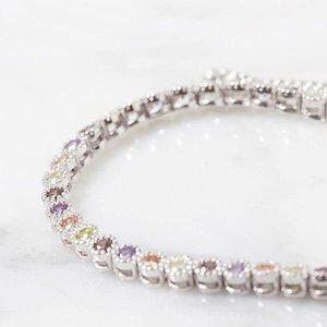 플라워 테니스 은팔찌 여성 기념일선물 화려 순은 고급 여름 실버