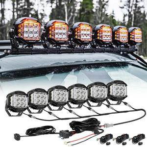 AUXBEAM 46Pcs V-MAX 시리즈 5인치 LED 운전 조명 사이드 슈터 168W 16440LM 조명 흰색 스포트 라이트 앰버