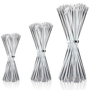 ZULAUNX 메탈 지퍼 타이 300개 6 8 11.8인치 304 스테인리스 스틸 헤비 듀티 산업용 등급 실버 파이프 자동차 수리 배기 랩 내열 펜싱