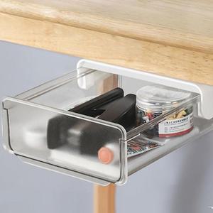 붙이는 부착식 수납함 책상정리 데스크테리어 책상밑 히든서랍 슬라이딩