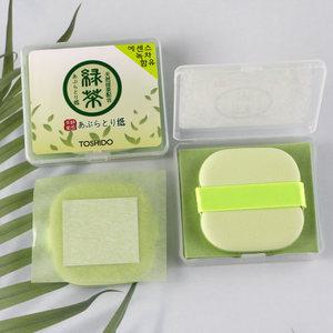 2개 토시도 에센스 녹차 마 기름종이 퍼프형 300매