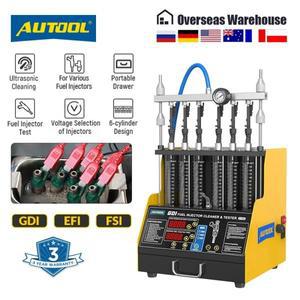 AUTOOL 자동차 및 오토바이 연료 인젝터 클리너 테스터, 6 실린더 가솔린 깍지 클리너 기계, CT400 GDI
