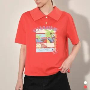 올리비아로렌 / 카라넥프린트티셔츠 VOBAS4F7121/ 애플아울렛 ( 레드 화이트 )