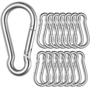 15팩 스테인리스 스틸 1/4 스프링 스냅 후크 M6 x 2-3/8인치 키 카라비너 클립 헤비 듀티 비잠금 체인 퀵 링크 캠핑 하이킹 스윙 애완동물 목줄용 해먹