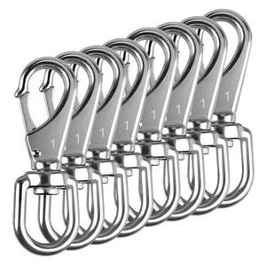 KINLINK 304 스테인리스 스틸 회전 스냅 후크, 8팩 3.5인치 깃대 클립, 로프용 헤비 듀티 스프링 개 목줄, 열쇠고리, 보트 앵커 로프, 버드 피더