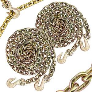 레찬센 2팩 G80 운송 바인더 체인 1/4인치 x 10피트(G80 클레비스 그랩 후크 포함), 3,300파운드 작업 제한 트레일러 안전 체인, 견인용 포함 80등급 견인 래칫