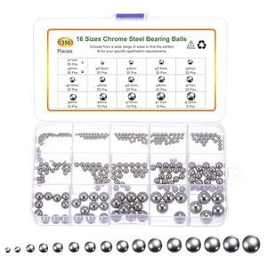 uxcell 350pcs G200 정밀 볼 모음 키트 1mm 2mm 2.5mm 3mm 4.5mm 4mm 5mm 6mm 7mm 8mm 9mm 10mm 11mm 12mm 스테인리스 스틸 베어링