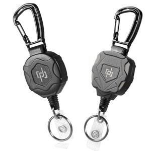 [미국배송] 셩신 2팩 리트랙터블 키체인 헤비 듀티 카라비너 배지 홀더 32인치 스틸 코드가 있는 전술 ID 릴 8.0온스