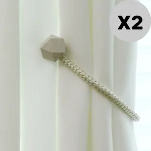 올댓하우스 자석 커튼 타이백 홀더 고정끈 화이트 2P