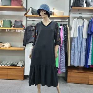 베네통/애플아울렛/슬리브 배색 브이넥 원피스/BAOPA4541