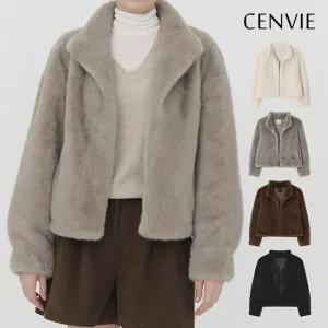 센비 소피 FAUX 밍크 퍼 카라 자켓