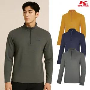 콜핑 남성 겨울 스트레치 약기모 보온 프린트 등산 긴팔 반집업 티셔츠