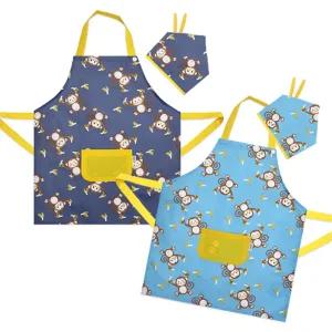 핸드메이드 아동용 버튼형 앞치마-몽키 바나나 미술/학원/요리/키친/식당/턱받이/만들