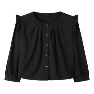 [르샵]프릴 진주 버튼 포인트 블라우스 (DP3BA035A)