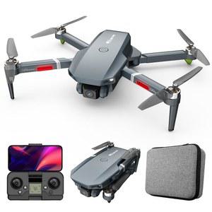 카메라 2대가 장착된 FPV 드론, 2개의 배터리가 접이식 WIFI RC 쿼드콥터 리모컨 비행기 키트, 고급 브러시리스 모터, 장거리 비디오 전송, 3D 플립, 자동 귀가, APP 제어(그레이)