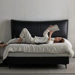 [롯데백화점]헤르짐머 헤르짐머 에보니 천연가죽 호텔 침대 프레임 킹K 블랙