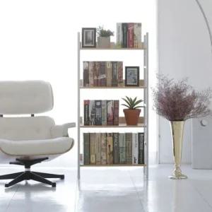 흰색책꽂이 스틸진열장 서재 흰색 목재받침 선반스탠드 화이트 좁은 얇은 피규어장식