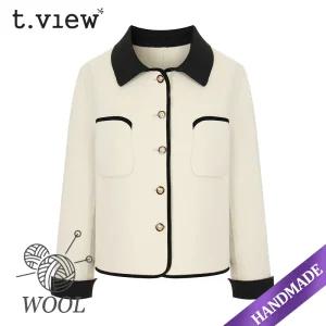[티뷰] 카라포켓배색핸드메이드울자켓_V5C-MJK001