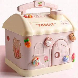 하우스 저금통 미니 금고 동전 지폐 보관 저금통 보관함