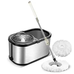 스테인리스 통돌이 회전 청소기 물걸레밀대 바닥청소 밀대걸레 (청소패드 2장)