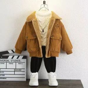 코듀로이 자켓 재킷 셔츠 남방 골덴 캐주얼 점퍼 잠바 용 2024년 유행두꺼운 겨울 착용 기모 탑 어린이