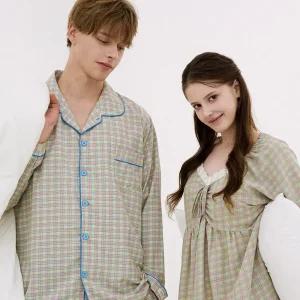 코튼라이크 푸키 긴팔 잠옷 원피스