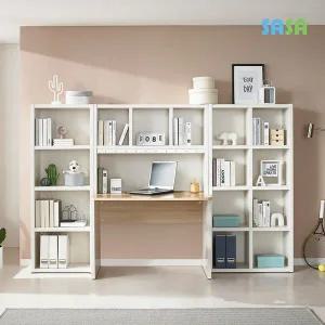 [SASA]데코라인(매장상품) 우유니 전면 책상 책장 세트(책상+책장2EA)