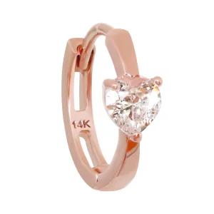 14K GOLD 하트 큐빅 원터치 금 링 피어싱 귀찌