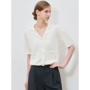 [하프클럽/]고급스러운 오픈 칼라 니트 가디건 (택가격 168000원)