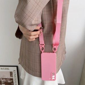 핸드폰케이스 갤럭시 A52 A72 S23 S22 S21 S20 FE 플러스 울트라 액체 실리콘 커버에 대한 크로스 바디 목걸이 스트랩 매는 밧줄 코드 전화 케이스