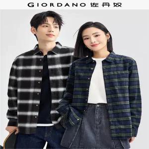 체크 무늬 셔츠 가을 긴팔 캐주얼 오버핏 남방 지오다노 남자 남성 코튼 플란넬 플레드 싱글 포켓 우븐 010