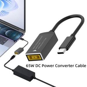 레노버 노트북 충전기 DC 잭 사각 플러그 - C타입 5V/9V/20V PD 어댑터용 65W 100W 140W USB C 고속 충전 컨버터 케이블
