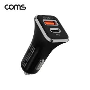Coms 차량용 듀얼 USB 고속 충전기 USB 3.1 Type-C PD QC 3.0 최대 18W
