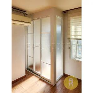 [바른도어]64번 ㄱ자중문 파티션 초슬림3연동 화이트 미스트강화유리