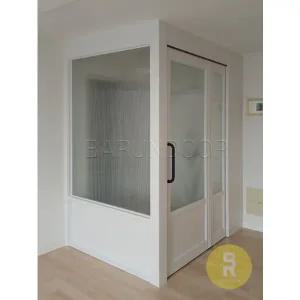 [바른도어]71번 ㄱ자중문 파티션 폴딩스윙 고시형 유백화이트 모루세로강화유리