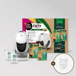 돌체구스토 네오 스타벅스 앳홈 팩 캡슐 커피머신(캡슐2box + 머그2개 포함) + 네오 더블월 글라스컵