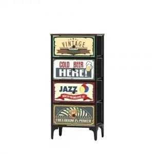 빈티지서랍장 엘리나 틈새 4단 패브릭서랍장 옷수납장