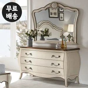 [벤티스가구]프렌 원목 화장대 세트 엔틱 서랍장 입식 콘솔 화장대 안방 수납 고급 가구(아이보리)