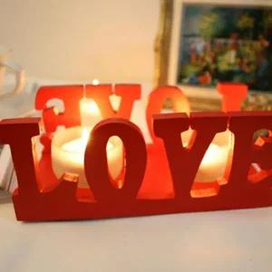 러브 메시지 우드 티라이트 받침대 캔들 홀더 세트 2구