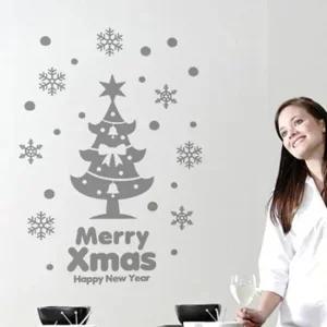 성탄절트리1 유리장식스티커 인테리어시트지 그레이 크리스마스 쇼윈도우장식 유리시트지