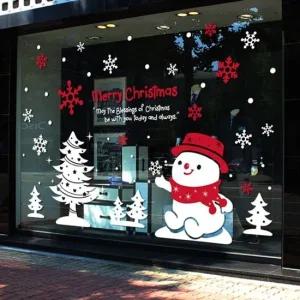눈이좋아눈사람 대) 유리장식스티커 인테리어시트지 크리스마스 쇼윈도우장식 유리시트지