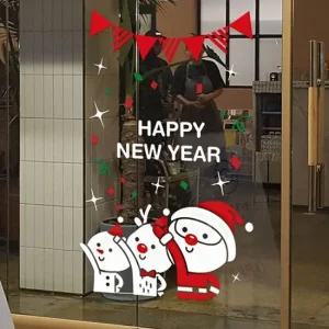 눈사람 루돌프 산타 환영해요 3색) 유리장식스티커 크리스마스 쇼윈도우장식 유리시트지