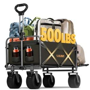 탈착식 테이블탑이 있는 접이식 왜건 카트, 확장형 테일게이트가 있는 500LBS 접이식 왜건, 대형 올터레인 휠, 해변, 피크닉, 식료품, 야외용 대형 유틸리티 왜건 카트