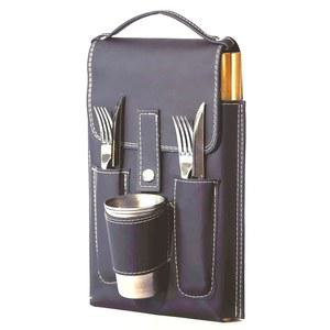 휴대용 캠핑 접시 세트 - 2인용 메시 키트 올블랙 디자인, 피크닉을 위한 필수 및 식기류