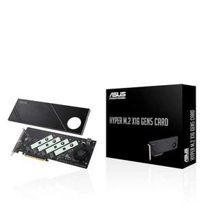 ASUS Hyper M.2 x16 Gen5 카드(PCIe 5.0/4.0)는 AMD 및 인텔 플랫폼 RAID 기능을 위해 최대 512Gbps의 NVMe M.2(2242/2260/2280/22110) 장치 4개를 지원합니다.