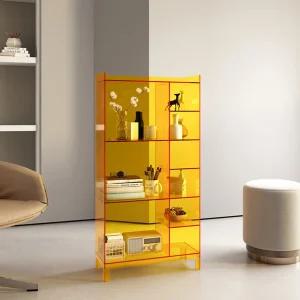 아크릴 벽 선반 북유럽 모듈 책 장식장 디스플레이 랙 아크릴 선반 - 노란색