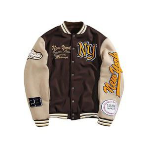 고글리터 남성 레터 그래픽 바시티 재킷 긴팔 스트라이프 트림 버튼 폭격기